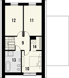 Projekt domu Studio 116 - rzut poddasza, dom liczy 4 pokoje, 2 łazienki i wc