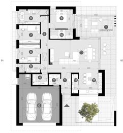 Projekt domu HomeKoncept 138 wariant 01 - rzut parteru, dom liczy 3 pokoje, 2 łazienki i wc
