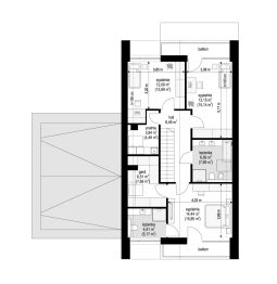 Projekt domu Amber 5 b - rzut poddasza, dom liczy 4 pokoje, 3 łazienki i wc