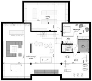 Projekt domu Rezydencja Floryda 3 - rzut piwnicy, dom liczy 8 pokoje, 6 łazienki i wc