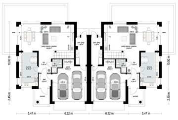 Projekt domu Willa Diamentowa 2 - rzut parteru, dom liczy 3 pokoje, 3 łazienki i wc