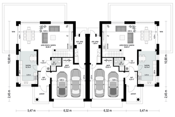 Projekt domu Willa Diamentowa 2 B - rzut parteru, dom liczy 4 pokoje, 2 łazienki i wc