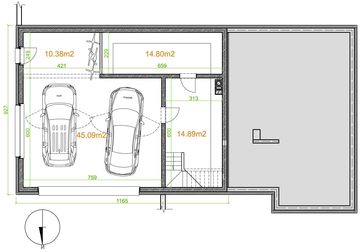 Projekt domu eko Typowy 82 - rzut piwnicy, dom liczy 4 pokoje, 2 łazienki i wc