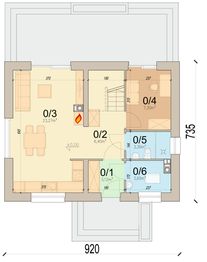 Projekt domu Dolce mini 2 - rzut parteru, dom liczy 4 pokoje, 2 łazienki i wc
