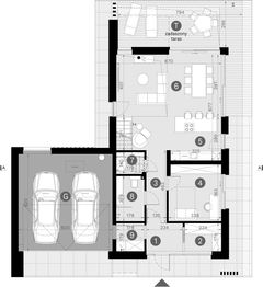 Projekt domu HomeKoncept 166 G2 wariant 03 - rzut parteru, dom liczy 4 pokoje, 2 łazienki i wc