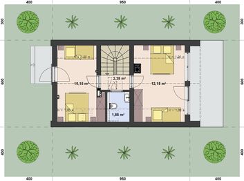 Projekt domu L-302 N murowany - rzut poddasza, dom liczy 2 pokoje, 2 łazienki i wc