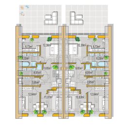 Projekt domu Ella Mini dom jednorodzinny dwulokalowy - rzut poddasza, dom liczy 6 pokoje, 6 łazienki i wc