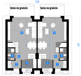 Projekt domu Frigg 1 [2M] - rzut parteru, dom liczy 6 pokoje, 4 łazienki i wc
