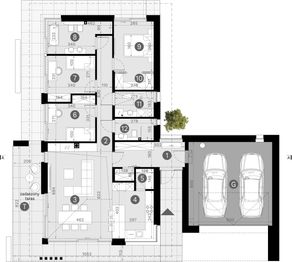 Projekt domu HomeKoncept 145 G2 - rzut parteru, dom liczy 3 pokoje, 2 łazienki i wc