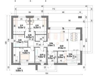 Projekt domu Luna 3 - rzut parteru, dom liczy 3 pokoje, 2 łazienki i wc