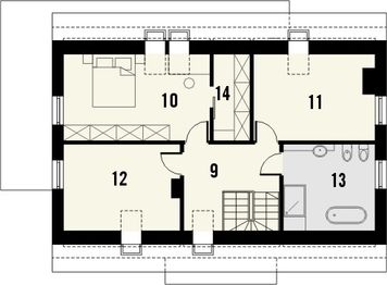 Projekt domu Studio 139 - rzut poddasza, dom liczy 4 pokoje, 2 łazienki i wc