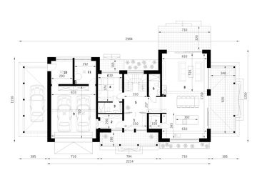 Projekt domu FarmHouse One Residence - rzut parteru, dom liczy 6 pokoje, 4 łazienki i wc
