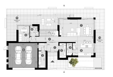 Projekt domu HomeKoncept 147 - rzut parteru, dom liczy 4 pokoje, 3 łazienki i wc