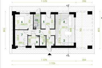 Projekt domu PióroArchitekci - 24 szkieletowy - rzut parteru, dom liczy 3 pokoje, 2 łazienki i wc