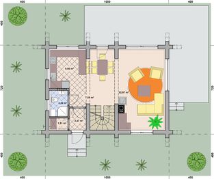 Projekt domu L-116 X - rzut parteru, dom liczy 3 pokoje, 2 łazienki i wc