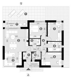Projekt domu NewHouse 769 - rzut parteru, dom liczy 3 pokoje, 2 łazienki i wc