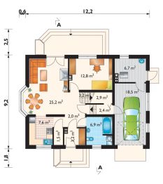 Projekt domu Zoja (867) - rzut parteru, dom liczy 5 pokoje, 3 łazienki i wc