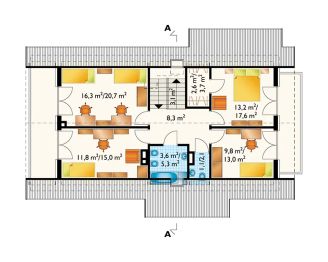 Projekt domu Malachit-2 (443) - rzut poddasza, dom liczy 5 pokoje, 3 łazienki i wc