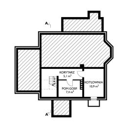 Projekt domu Sybilla-2 (647) - rzut piwnicy, dom liczy 5 pokoje, 2 łazienki i wc