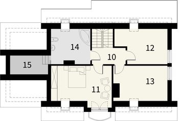 Poddasze projektu - Granat z garażem 1 stanowiskowym