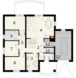 Parter projektu - Kwarc z garażem 1 stanowiskowym