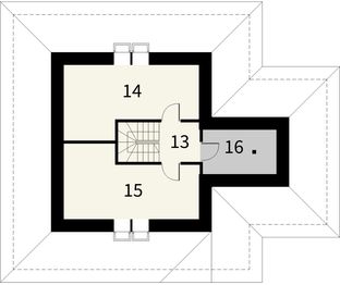 Poddasze projektu - Kwarc z garażem 1 stanowiskowym