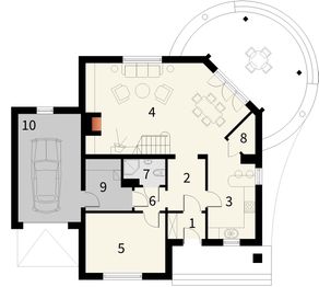 Parter projektu - Wenecja z garażem 1 stanowiskowym