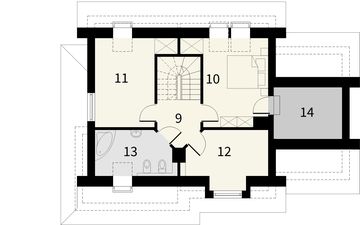 Poddasze projektu - Orzech z garażem 1 stanowiskowym