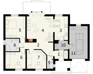 Parter projektu - Turkus z garażem 1 stanowiskowym