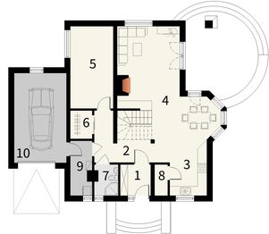 Parter projektu - Rozalin z garażem 1 stanowiskowym
