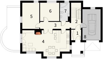 Parter projektu - Akwamaryn z garażem 1 stanowiskowym