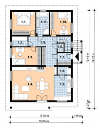 Parter projektu - A-110 Dom kasztanowa z bali