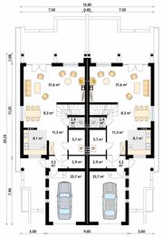Parter projektu - Larus 2 zabudowa bliźniacza, 2 segmenty