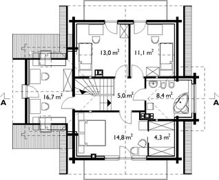 Poddasze projektu - Koliba - bal drewniany