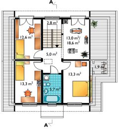 Poddasze projektu - Meduza - szkielet drewniany prefabryk.