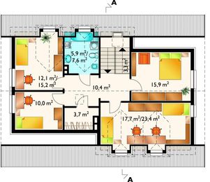 Poddasze projektu - Perkoz - murowana – beton komórkowy