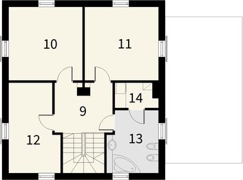 Piętro 1 projektu - Willa z garażem 1 stanowiskowym