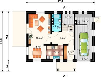 Parter projektu - Mały Dworek - murowana - klinkier