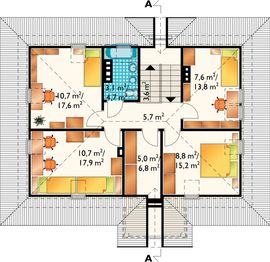 Poddasze projektu - Mały Dworek - murowana - klinkier