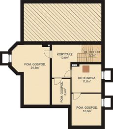 Projekt domu APS 189 - rzut piwnicy, dom liczy 2 pokoje, 1 łazienki i wc