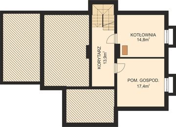 Projekt domu APS 038 - rzut piwnicy, dom liczy 5 pokoje, 2 łazienki i wc