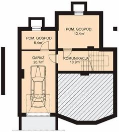Projekt domu APS 061 - rzut piwnicy, dom liczy 4 pokoje, 2 łazienki i wc