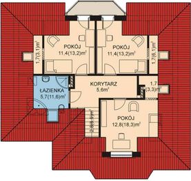 Projekt domu APS 159 - rzut poddasza, dom liczy 4 pokoje, 2 łazienki i wc