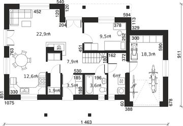 Parter projektu - Dom przy Modrzewiowej