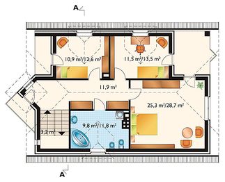 Poddasze projektu - Akacja - murowana - ceramika