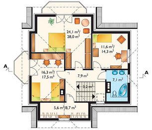Poddasze projektu - Antracyt - murowana – beton komórkowy