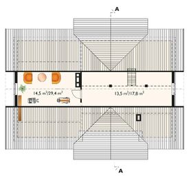 Poddasze projektu - Lawenda - murowana – beton komórkowy