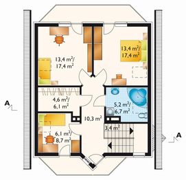 Poddasze projektu - Mała Marzanna - murowana – beton komórkowy