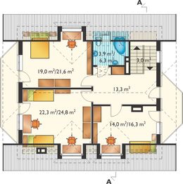 Poddasze projektu - Marzanna - murowana – beton komórkowy