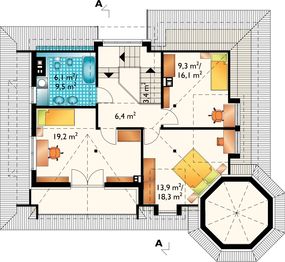 Poddasze projektu - Nowy Zameczek - murowana – ceramika